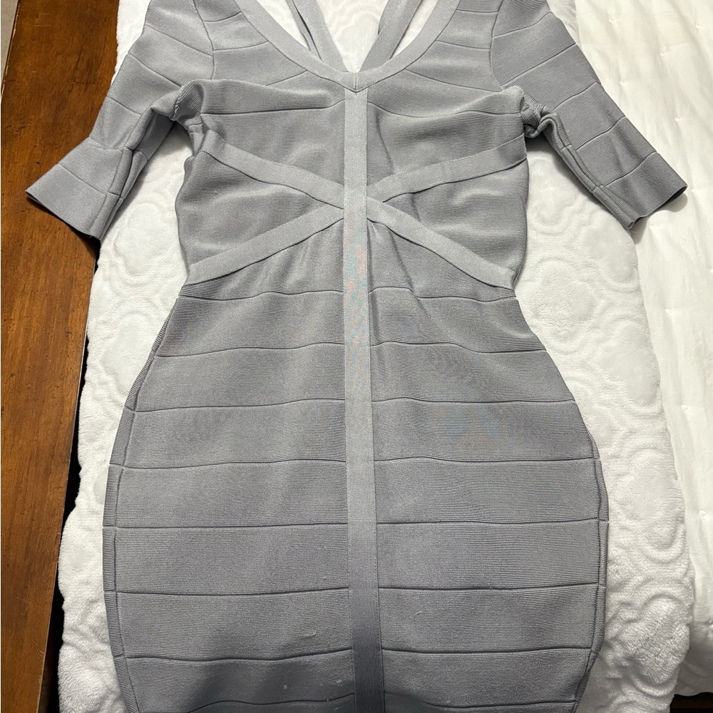 Elegant Gray Bandage Dress